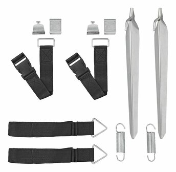 Set di cinghie antitempesta 2x 3 m con sgancio rapido 2x 50 cm