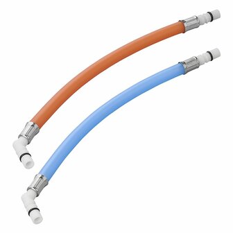 Raccordo flessibile 25 cm rosso + blu 45 occhiello in sacchetto di plastica