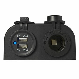 Kit da superficie: presa DIN + porta USB doppia tipo A 2x2100mA