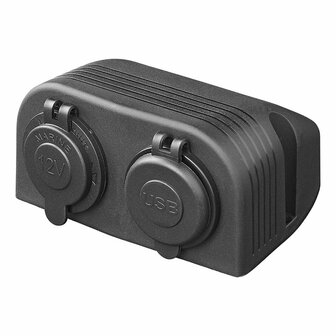Kit da superficie: presa 12V + caricabatterie rapido USB tipo A+C 2 vie 3A