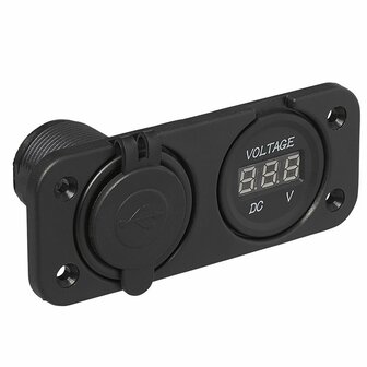 Kit da incasso: voltmetro 6-30V + porta USB doppia tipo A 2x2100mA