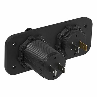 Kit da incasso: voltmetro 6-30V + porta USB doppia tipo A 2x2100mA