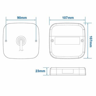 Fanale posteriore 12V 5 funzioni 107x107mm 8LED