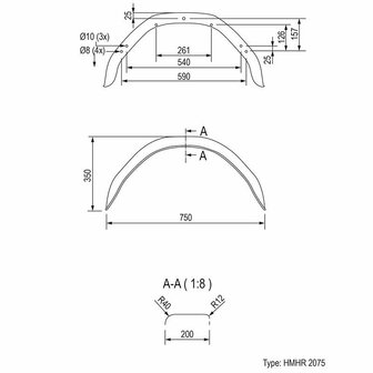 Parafango in metallo angolare 14 pollici (2075)
