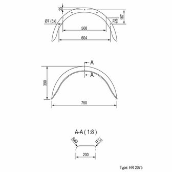 Parafango in metallo semitondo 14 pollici (2075)