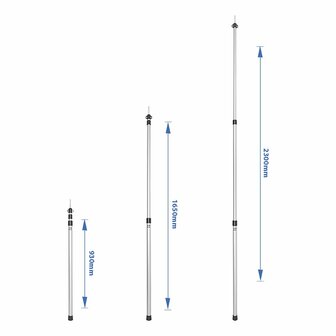 Palo per tenda telescopico 3 pezzi 93-230cm - set da 2 pezzi