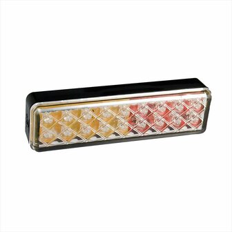 Fanale posteriore 12 24V 3 funzioni 135x38mm LED con supporto nero