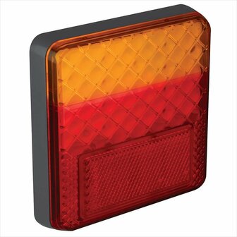 Fanale posteriore 12 24V 4 funzioni 100x100mm LED