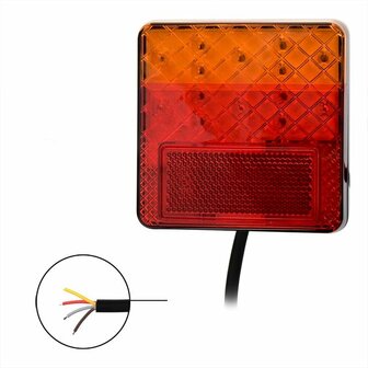 Fanale posteriore 12 24V 4 funzioni 100x100mm LED
