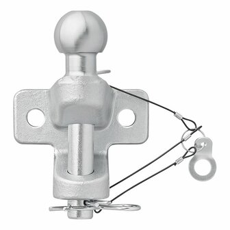 Gancio di traino a sfera argento combinato versione doppia D21 S350 omologato E