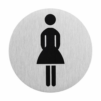 Cartello porta in alluminio pittogramma toilette donnadia 75mm
