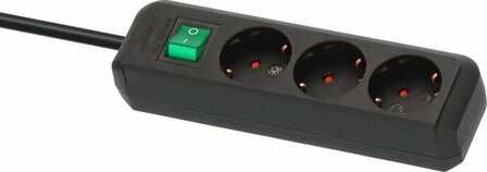 Presa multipla con interruttore 3 prese nero 5 m h05vv-f 3g1,5