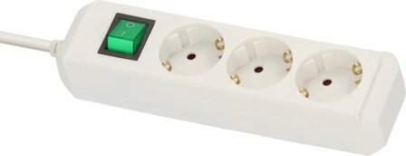 Presa multipla con interruttore 3 prese bianco 5 m h05vv-f 3g1,5