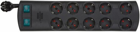 Presa multipla 10 prese nero 2m h05vv-f 3g1,5 prese commutabili a cinque