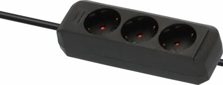 Cavo di prolunga 3 prese nero 1,5 m h05vv-f 3g1,5