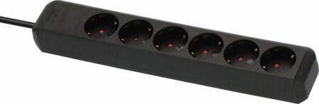 Presa multipla a 6 nero 1,5 m h05vv-f 3g1,5
