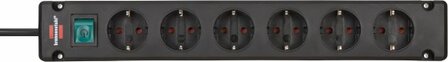 Cavo di prolunga 6 prese nero 3m h05vv-f 3g1,5