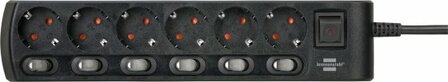 Presa multipla commutabile singolarmente 6 2m h05vv-f 3g1,5 nero