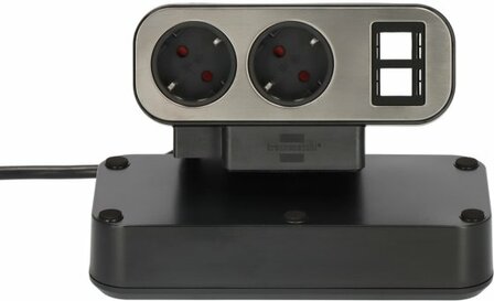Duplex striscia di prese da tavolo, 2x moduli keystone, 10x prese di contatto di protezione, argento nero