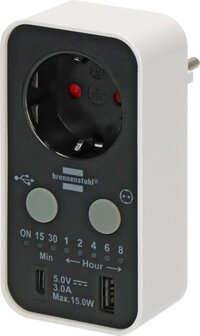 Timer digitale per conto alla rovescia con USB A e USB C bianco nero