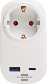 Adattatore di presa con caricabatterie USB C Power Delivery 20W, 1x USB A 18W bianco