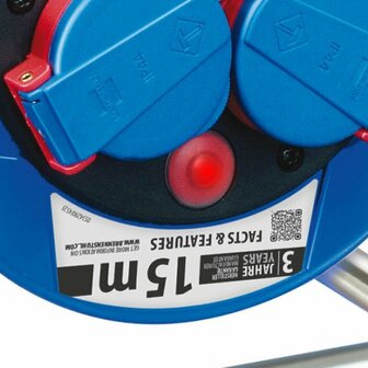 tamburo per cavi da 15 m N05V3V3-F 3G1,5 con termostato protezione contatti superiore