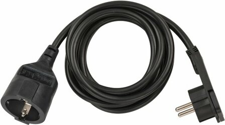 Cavi di prolunga corti con spina piatta angolata 2m H05VV-F3G1,5 nero