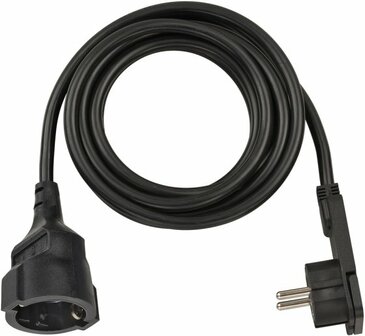Cavi di prolunga corti con spina piatta angolata 3m H05VV-F3G1,5 nero