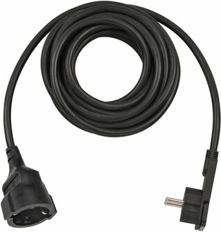 Cavi di prolunga corti con spina piatta angolata 5m H05VV-F3G1,5 nero
