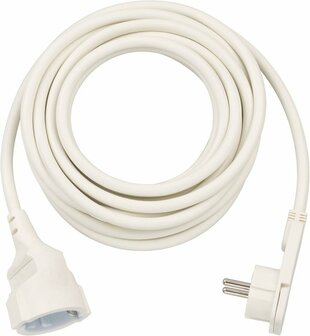 Cavi di prolunga corti con spina piatta angolata 5m H05VV-F3G1,5 bianco