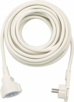 Cavi di prolunga corti con spina piatta angolata 10m H05VV-F3G1,5 bianco