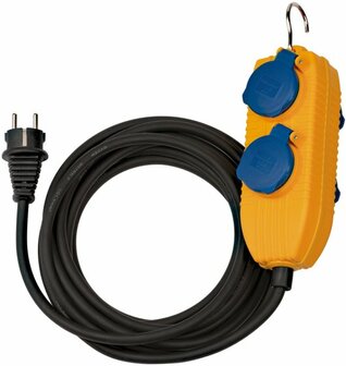 Cavo per cantieri IP54 con presa di distribuzione quadrupla Powerblock 10m nero H07RN-F 3G1,5