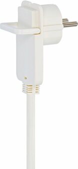 Prolunga in plastica con spina piatta e doppio accoppiamento&nbsp;5m H05VV-F 3G1,5 bianco