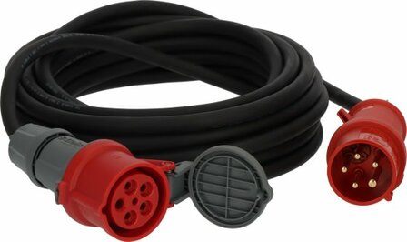 Cavo di prolunga CEE IP44 con invertitore di fase 25m nero H07RN-F 5G2,5 CEE 400V 16A