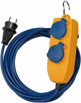 Cavo di prolungamento con prese di distribuzione quadruple Powerblock 5m blu AT-N05V3V3-F 3G1,5