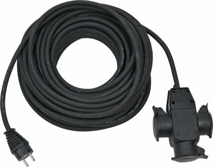 Cavo di prolunga da cantiere 25m H07RN-F3G1,5 nero con giunto in gomma a 3 vie IP44
