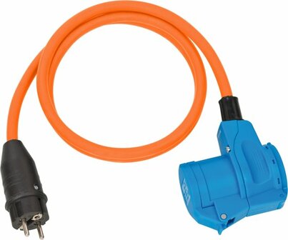Cavo adattatore IP44 per Campeggio 1,5m arancia H07RN-F 3G2,5 Spina di contatto di protezione, Accoppiamento angolare CEE 230V 16A