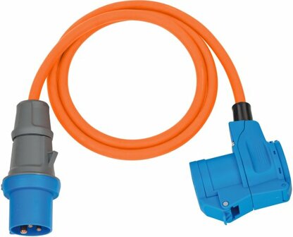 Prolunga CEE IP44 per campeggio marittimo 1,5m arancione H07RN-F 3G2,5 spina CEE, attacco angolare 230V 16A