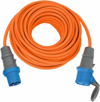 Cavo di prolunga CEE IP44 25m H07RN-F 3G2,5 arancione CEE 230V 16A spina e giunto CEE 230V 16A