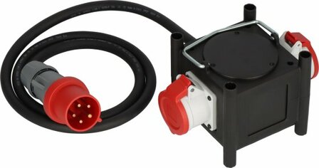 Distributore di potenza compatto in gomma BSV 3 2 32 IP44, 2m H07RN-F 5G6,0, 2x CEE 400V 32A