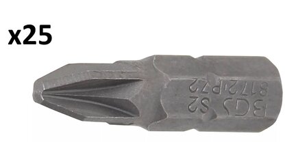 Lunghezza bit 25 mm 6,3 mm (1/4) esagono incassato testa a croce PZ2 x25 pezzi