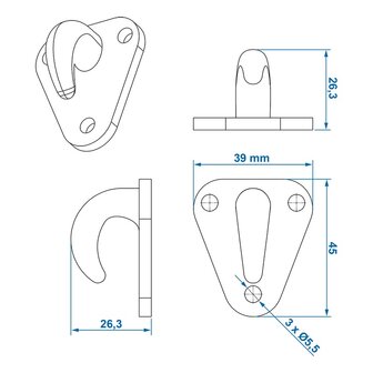 Gancio per corda in plastica 45x39mm x10 pezzi