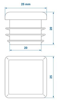 Tappo di trama 25x25mm x10 pezzi