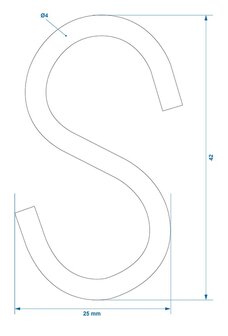 Gancio a S diametro 4mm 4,4x2,1cm x10 pezzi