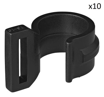 Clip per tenda per palo tenda 20-25mm con fessura nera x10 pezzi