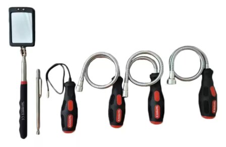 Set di supporti magnetici flessibili e telescopici con specchio d&rsquo;ispezione &ndash; 6 pezzi