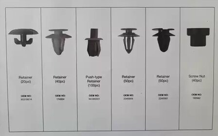 Set di clip per rivestimenti Opel &ndash; 300 pezzi