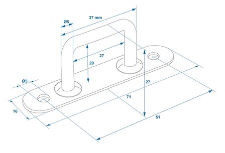 Occhiello rettangolare per telone 36 mm &ndash; Confezione da 5 pezzi