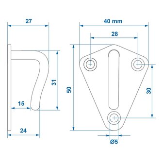 Gancio per corda in metallo 40x45 mm saldato &ndash; Confezione da x10 pezzi