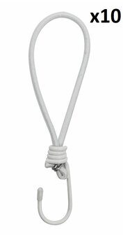 Tenditore per tenda elastico bianco con gancio x10 pezzi
